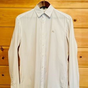 Burberry London Button Down Shirt White VTG Plaid Collar (M|12|38-40)